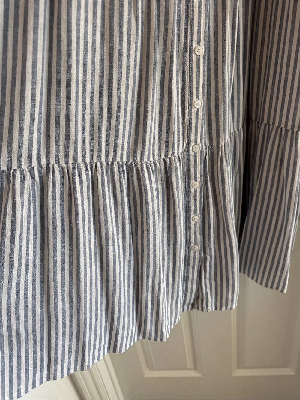 Madewell Blue and White Striped Button-Front Midi Dress - Picture 3 of 5